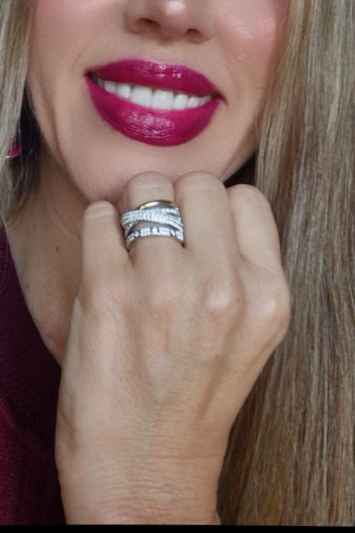 Anillo Oro Plata Trenzado