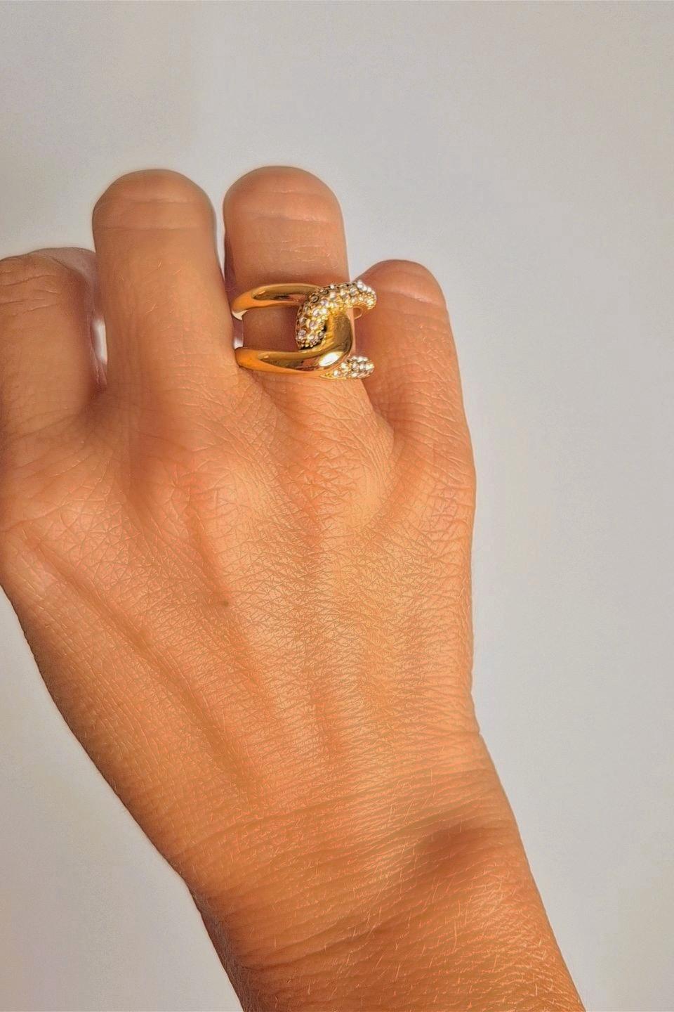 Anillo Doble Destello Oro