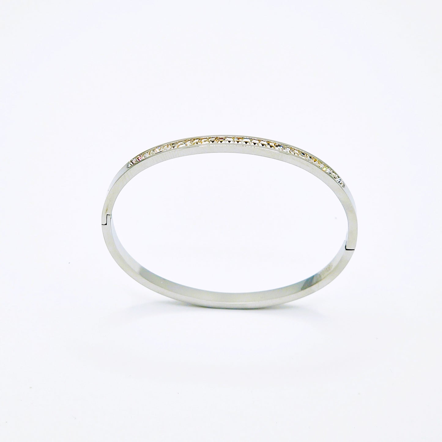 Pulsera Línea de Brillo Plateada Gruesa