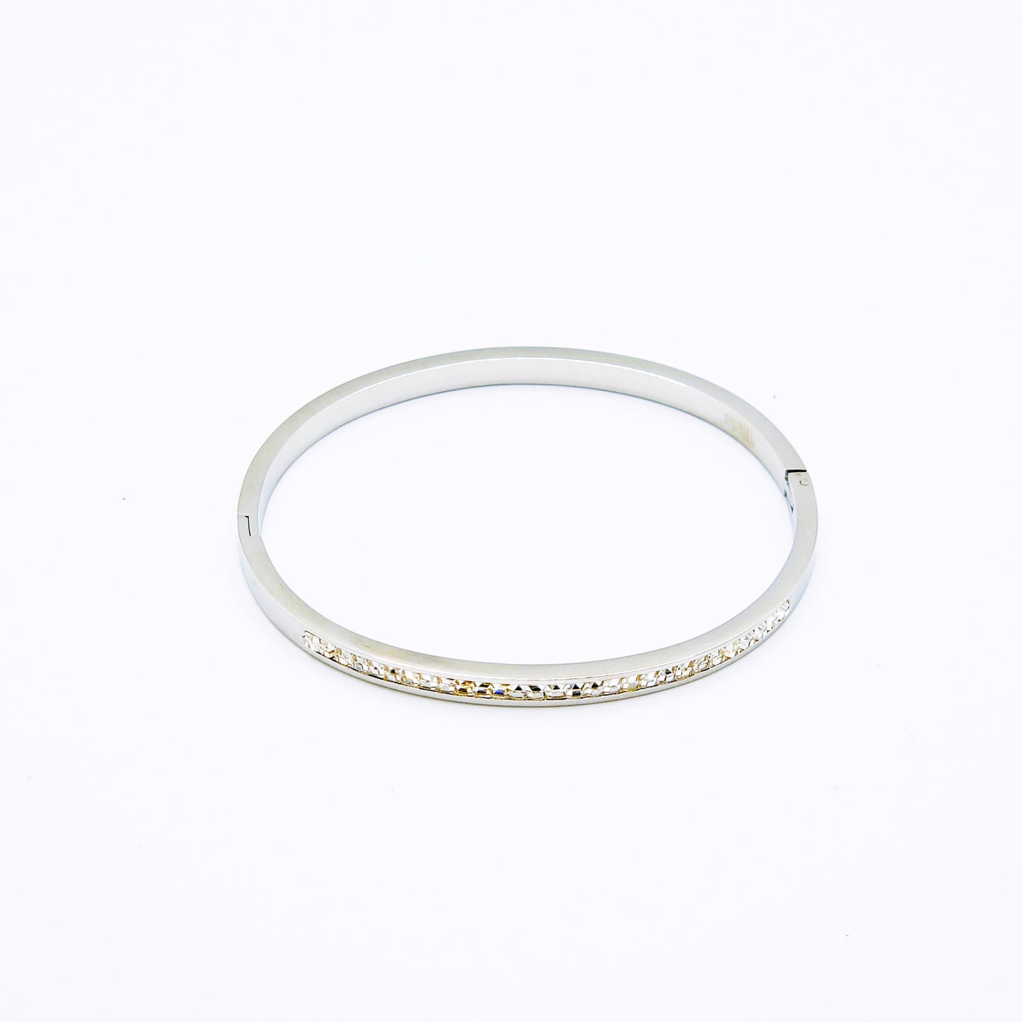 Pulsera Línea de Brillo Plateada Gruesa