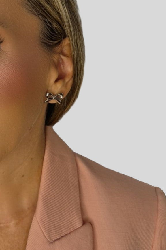 Pendientes Lazo Plateado