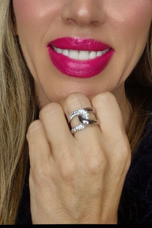 Anillo Doble Destello Plata