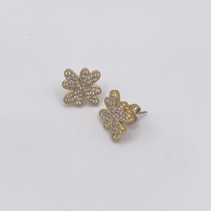 Pendientes Trébol Circonitas Dorado
