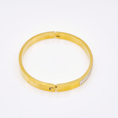 Pulsera Línea de Brillo Dorada Gruesa