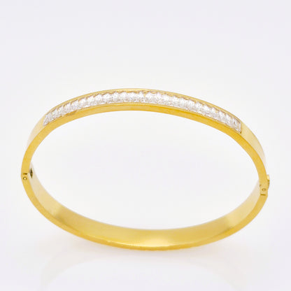 Pulsera Línea de Brillo Dorada Gruesa