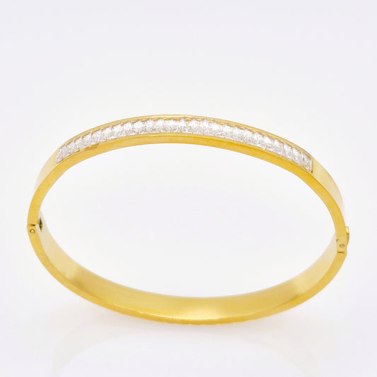 Pulsera Línea de Brillo Dorada Gruesa