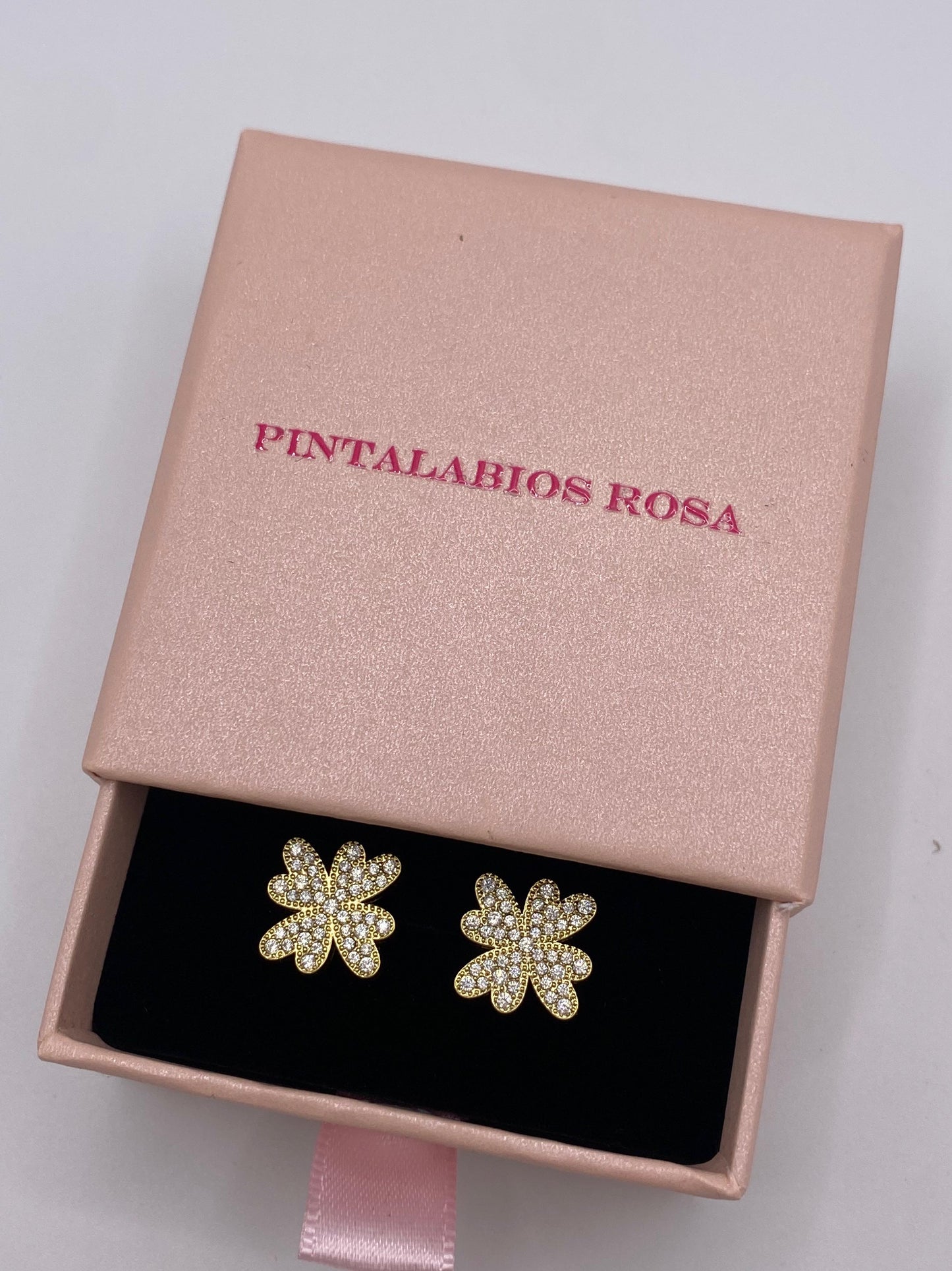 Pendientes Trébol Circonitas Dorado