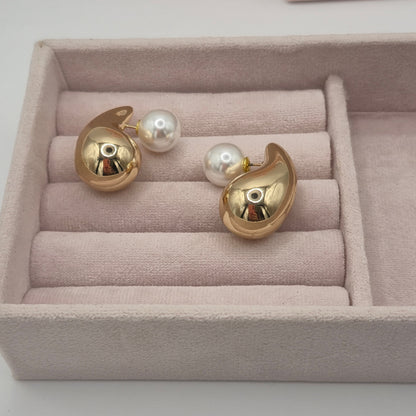 Pendientes Gota Perla - Oro
