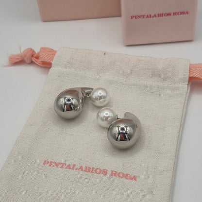 Pendientes Gota Perla - Plata
