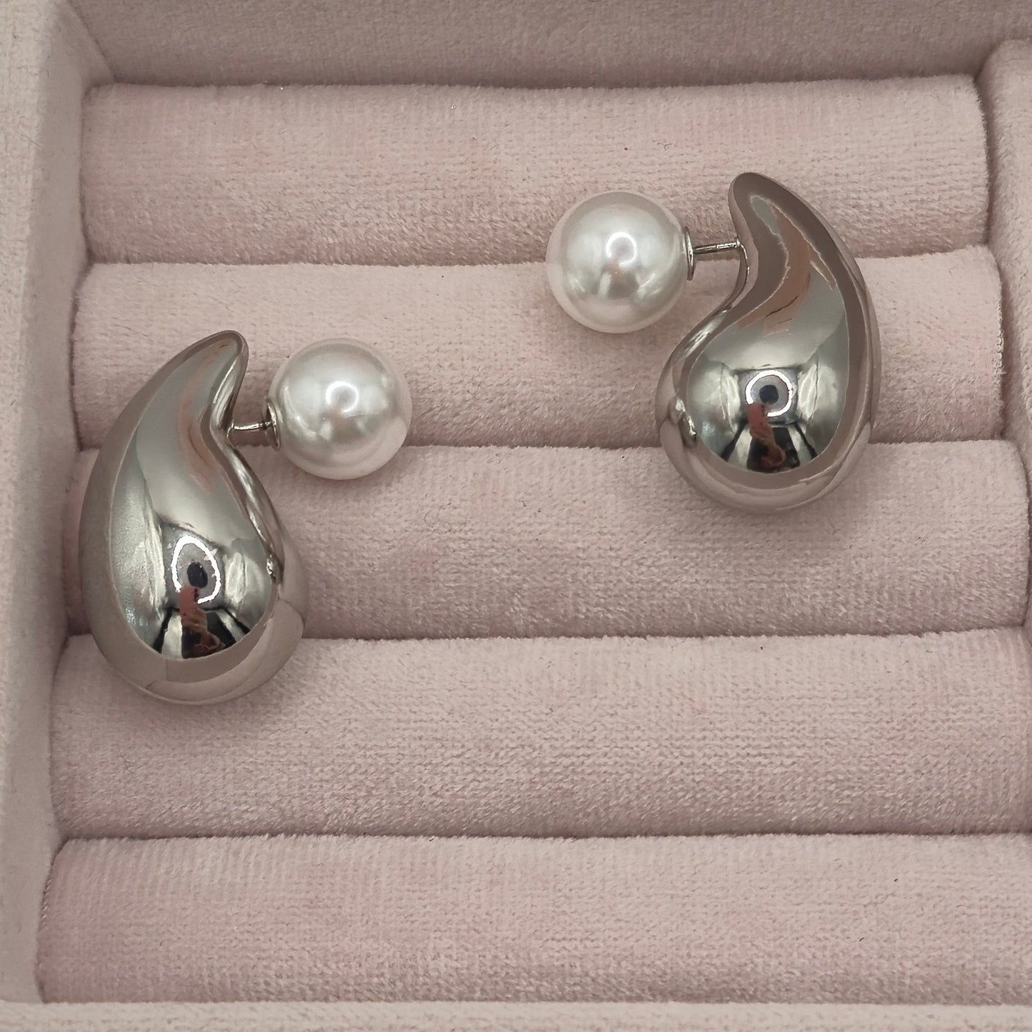 Pendientes Gota Perla - Plata