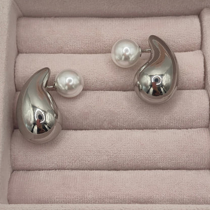 Pendientes Gota Perla - Plata
