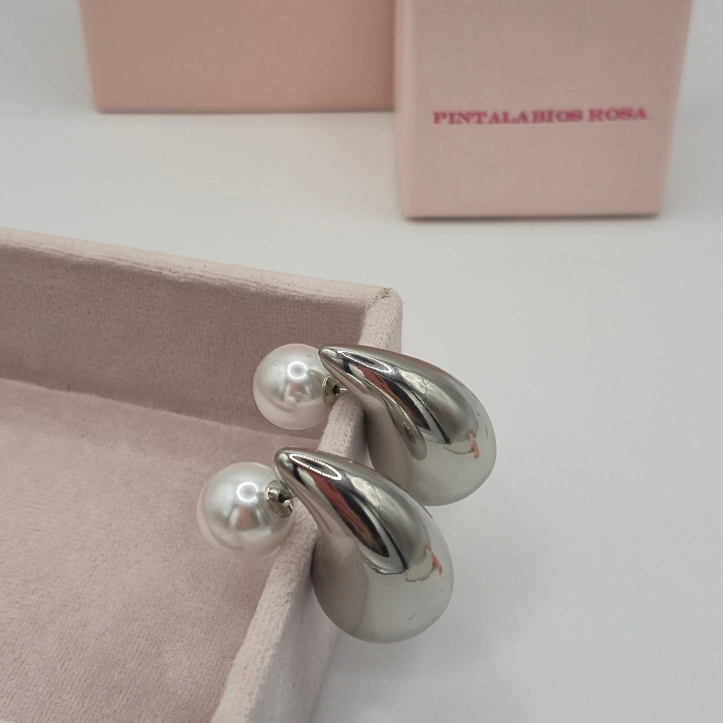 Pendientes Gota Perla - Plata