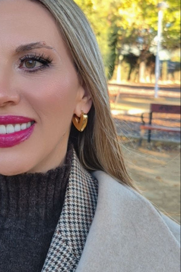 Pendientes Corazón Valiente Dorados - Grande
