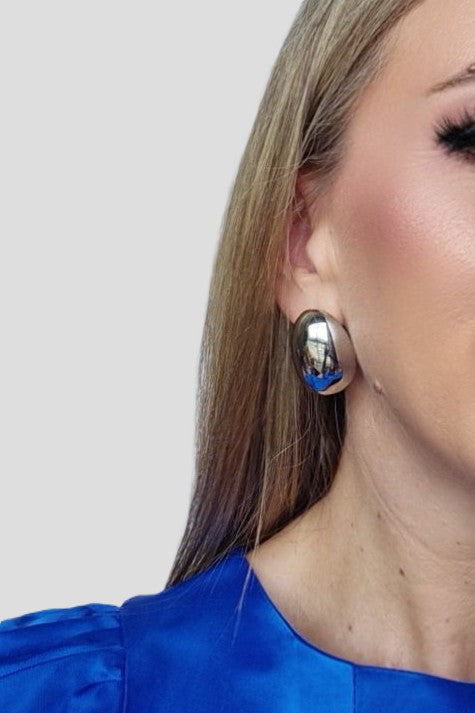 Pendientes Medio Cuenco Plateado
