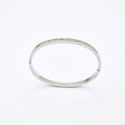 Pulsera Línea de Brillo Plateada Gruesa