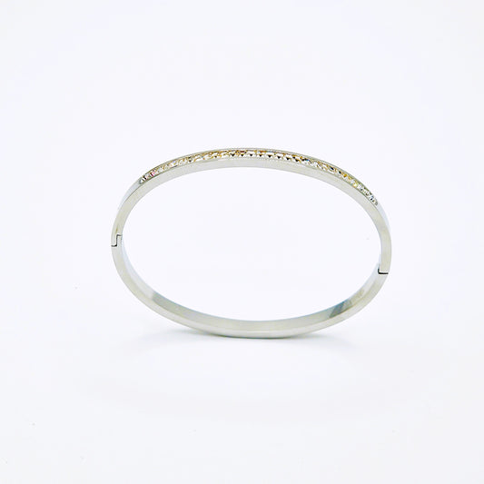 Pulsera Línea de Brillo Plateada Gruesa