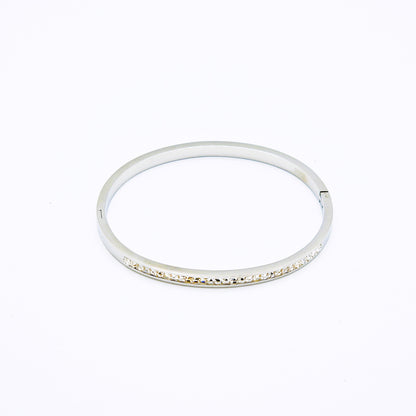 Pulsera Línea de Brillo Plateada Gruesa
