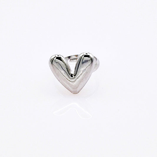 Anillo Corazón Valiente Plateado