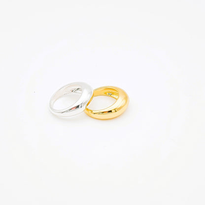 Anillo Domo Plateado- Dorado Mediano