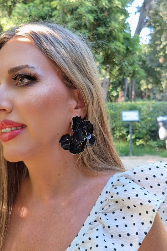 Pendientes Amapola Flamenca Negra