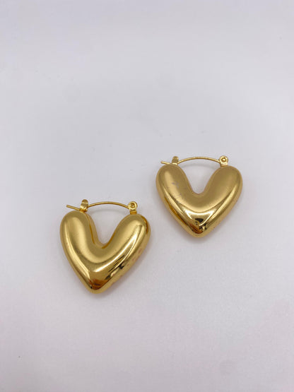 Pendientes Corazón Valiente Dorados - Grande
