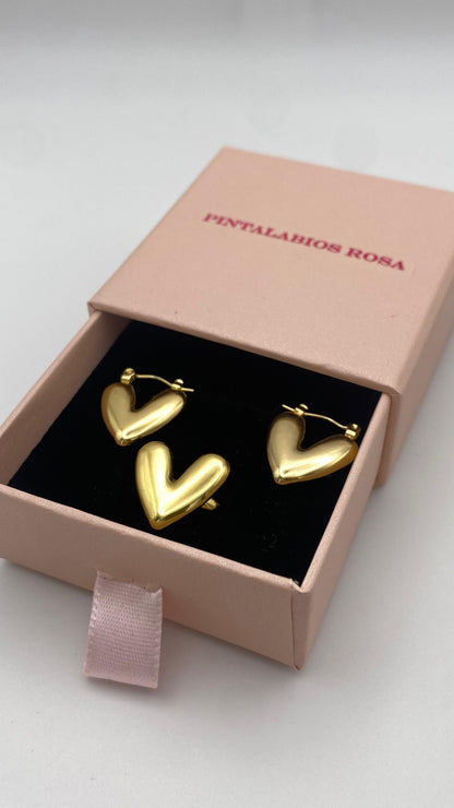 Pendientes Corazón Valiente Dorados - Pequeños