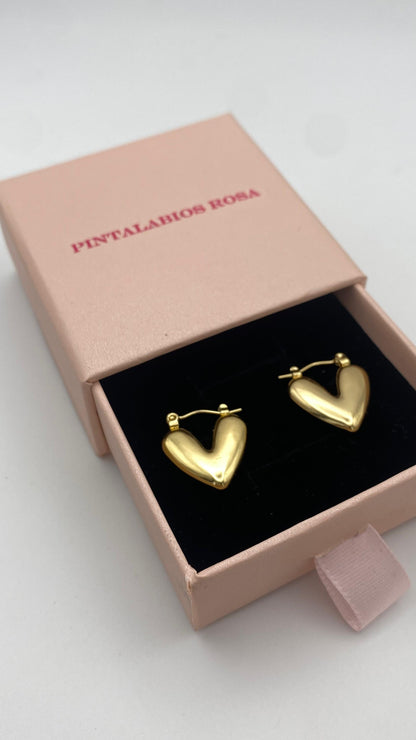 Pendientes Corazón Valiente Dorados - Pequeños