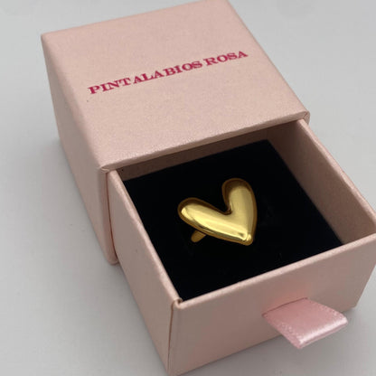 Anillo Corazón Valiente Dorado