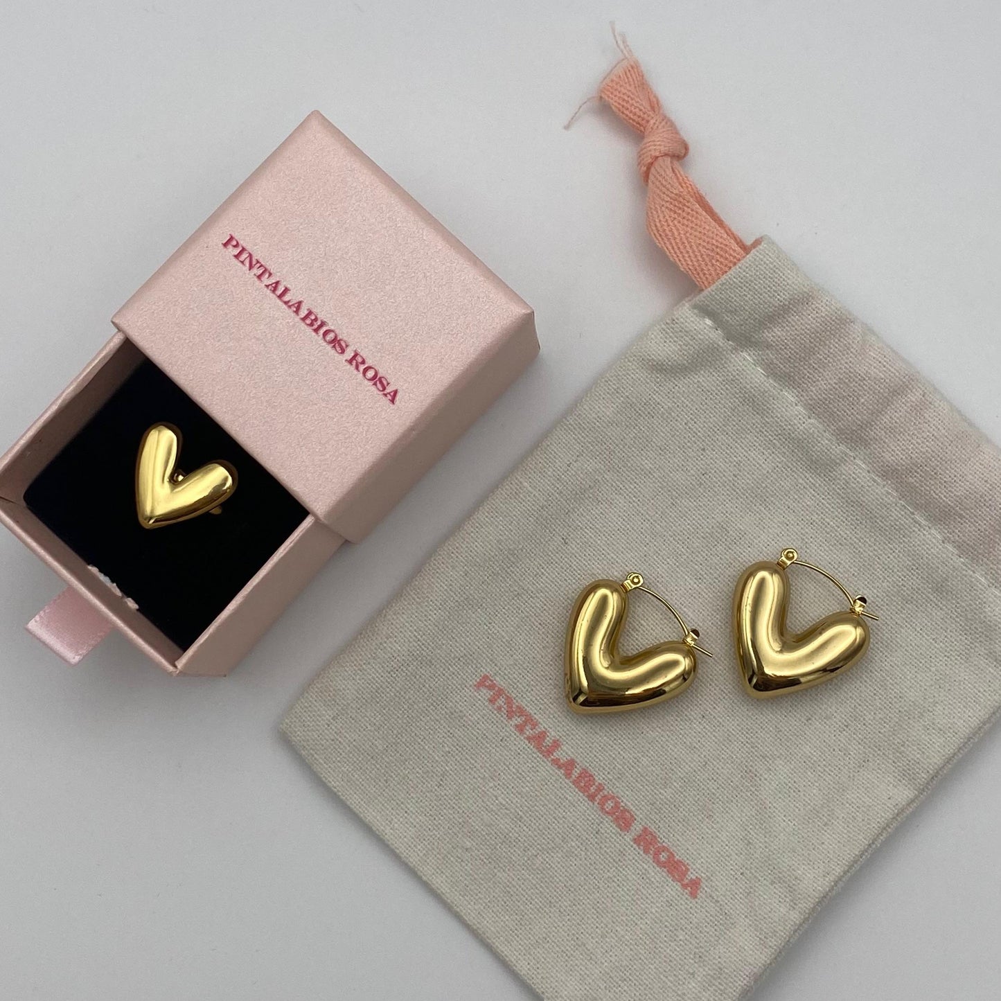 Pendientes Corazón Valiente Dorados - Grande