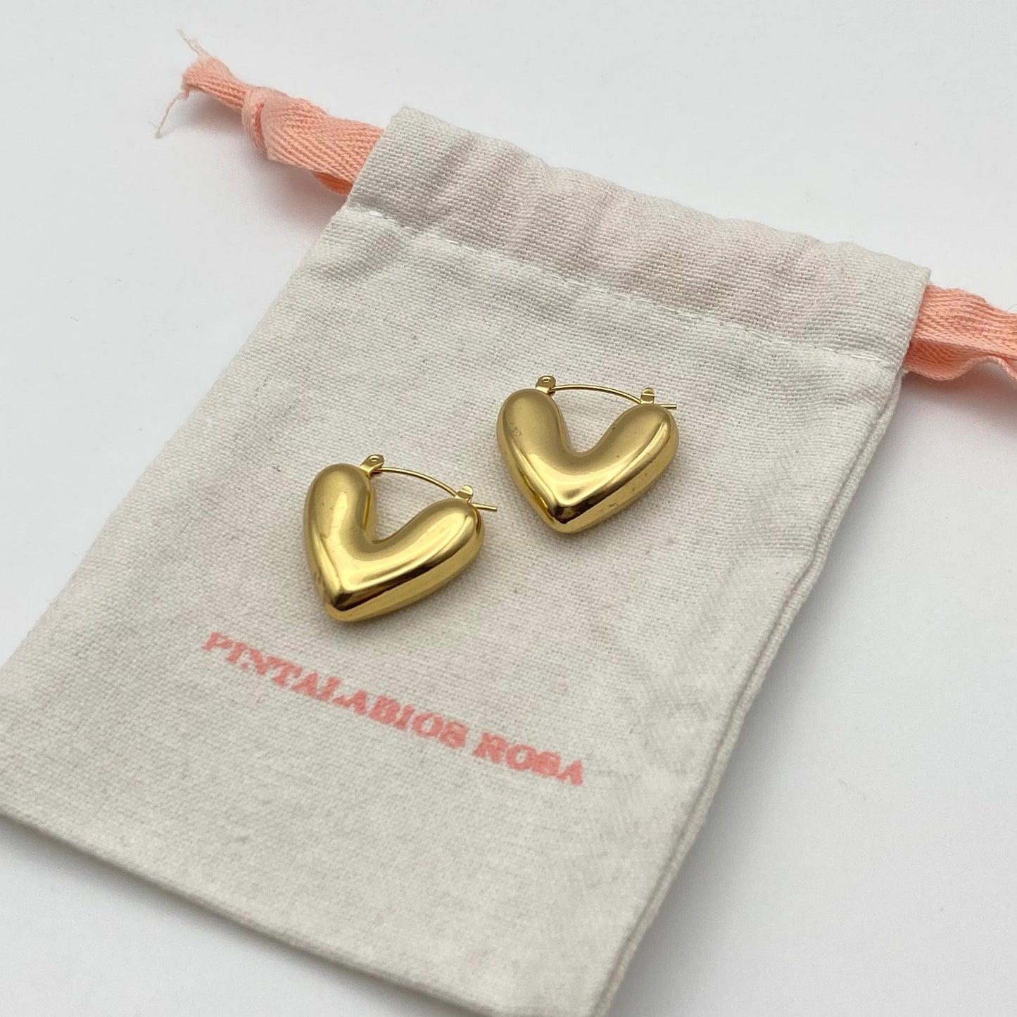 Pendientes Corazón Valiente Dorados - Grande