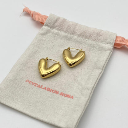 Pendientes Corazón Valiente Dorados - Grande