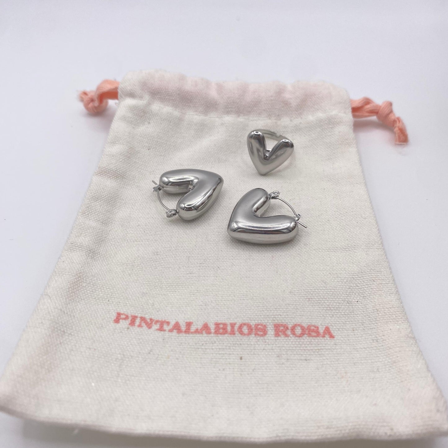 Pendientes Corazón Valiente Plateados - Grande