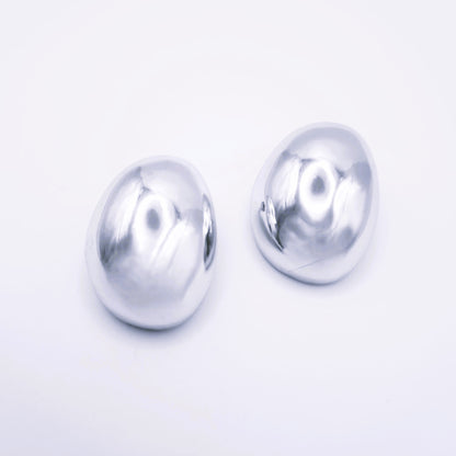 Pendientes Medio Cuenco Plateado