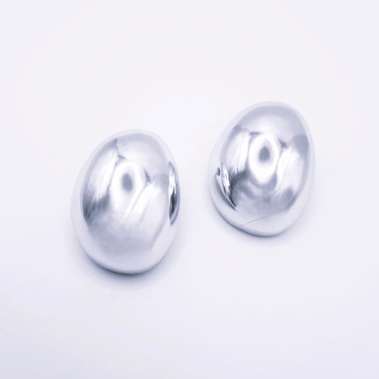 Pendientes Medio Cuenco Plateado