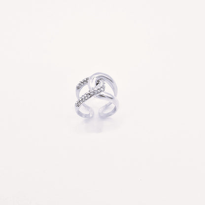 Anillo Doble Destello Plata
